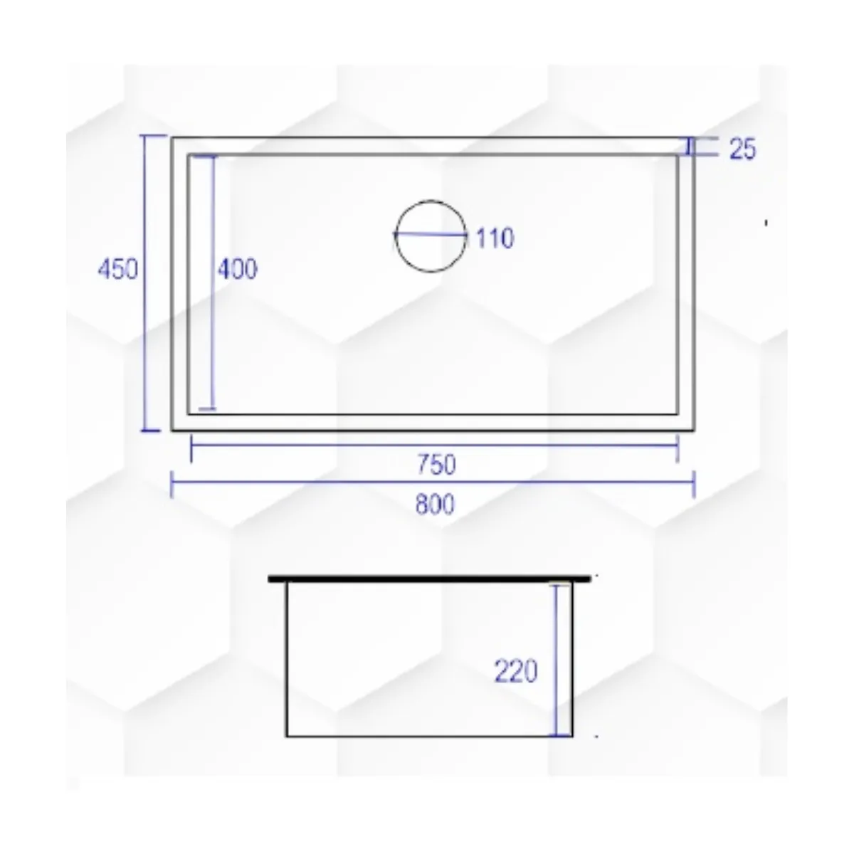 Eaco 316KS-80BK Honeycomb Stainless Steel Sink - view 2